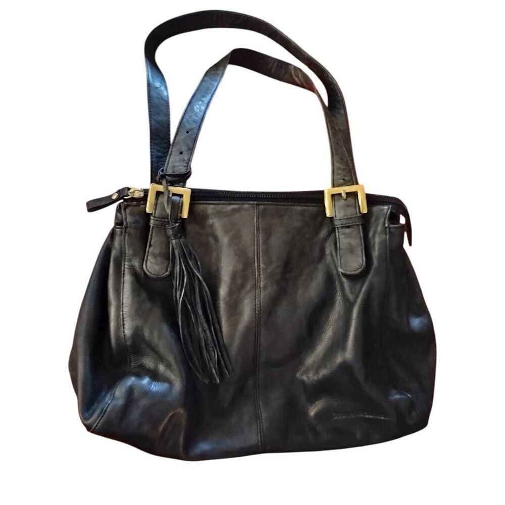 Exquisite Black Leather Shoulder Bag NWOT